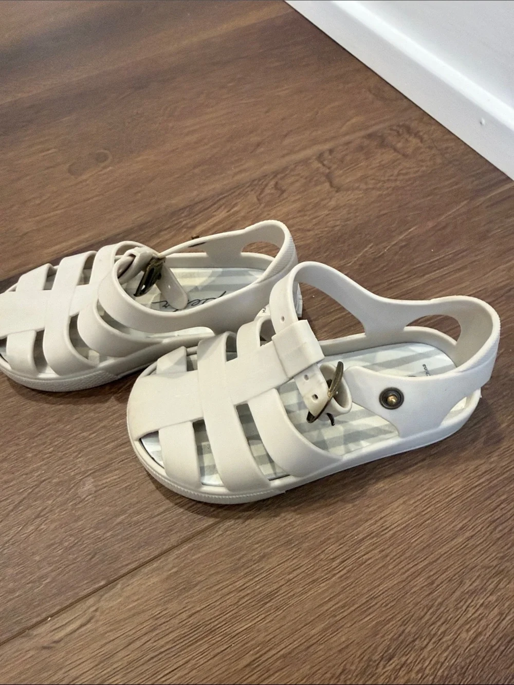 Kids White Jelly Fisherman Sandals with Buckle Strap